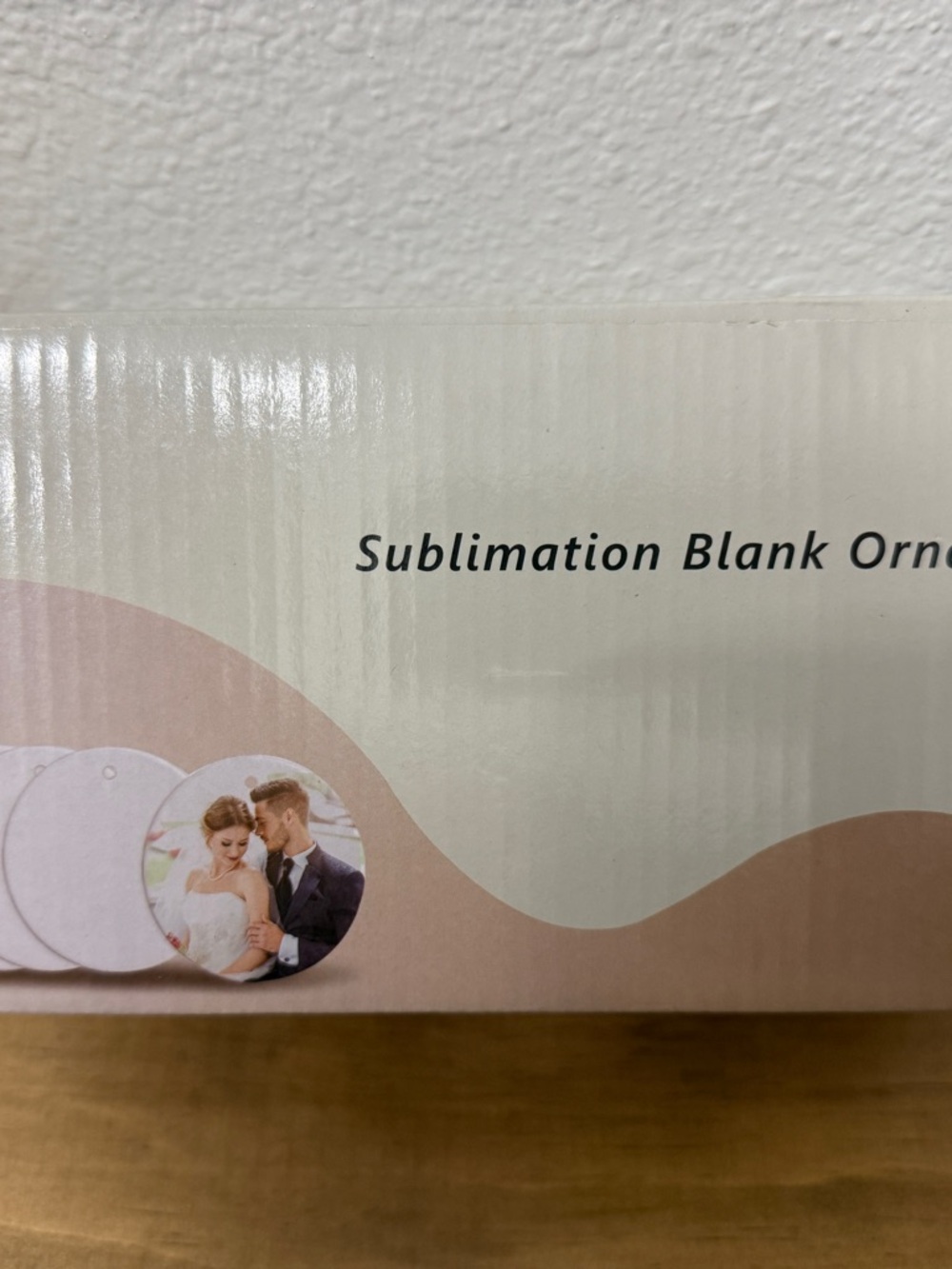 Sublimation Blank Ornaments - White and Blush Packaging